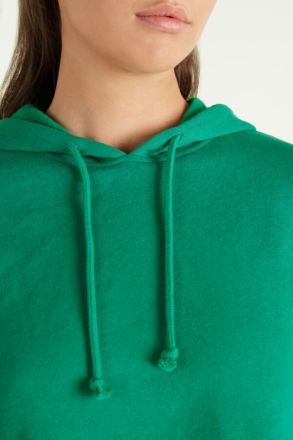 Long-Sleeved Cropped Sweatshirt with Hood  