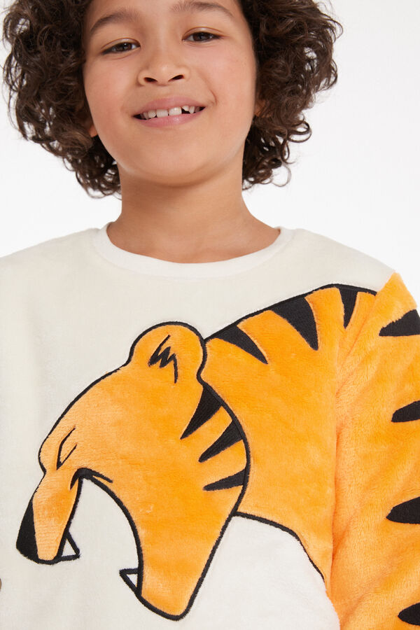 Langer Pyjama aus Fleece mit Tigerprint  