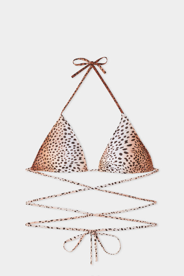 Vintage Animalier Triangle Bikini Top with Removable Cups  