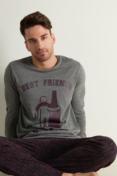 Langer Herren-Pyjama mit Best Friends Print