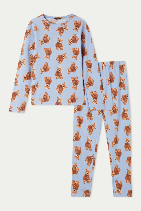 Dlouhé Dívčí Pyžamo z Bavlny s Potiskem Medvídci  