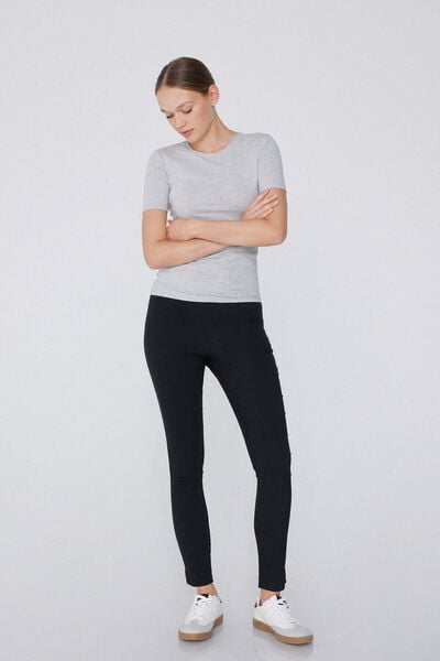 Pantalon Raccourci Viscose Fentes
