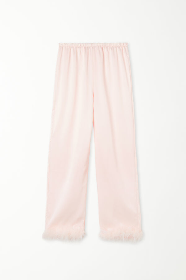 Limited Edition Satin Pants with Feathers  
