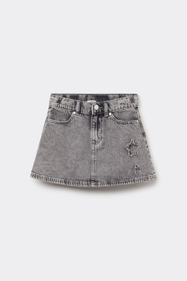 Minirock aus Denim mit Stern-Aufnäher für Mädchen  