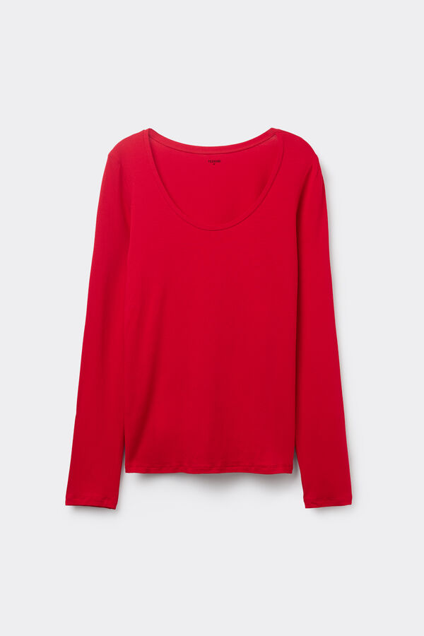 Long Sleeve Viscose Scoop Neck Top  