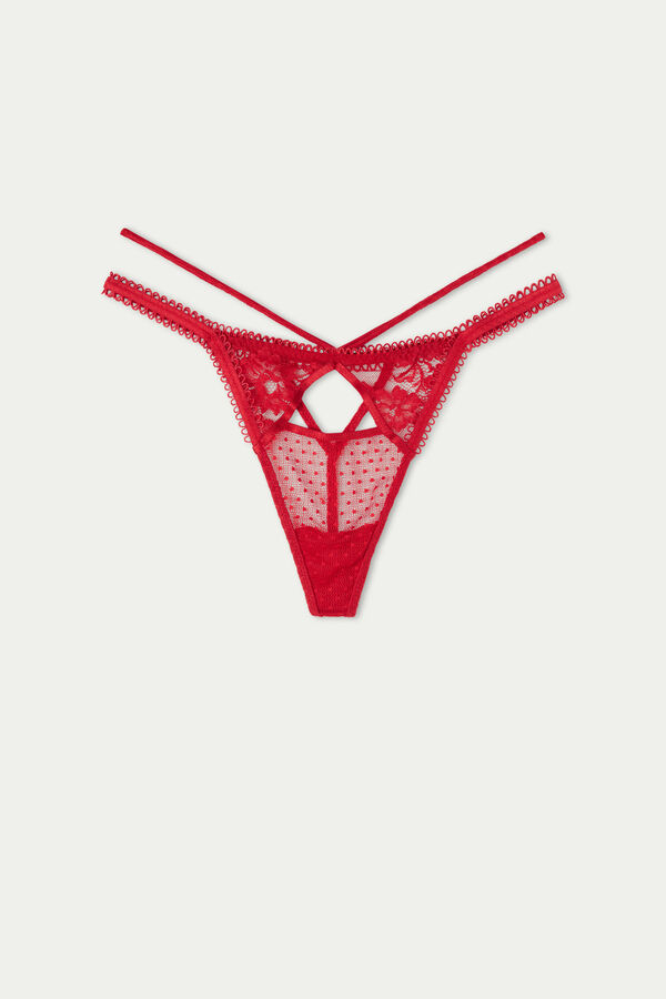 Love Story Lace Red Thong  