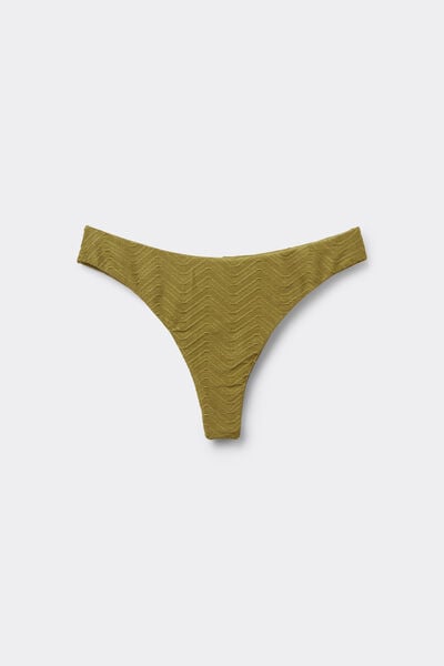 Olive Green Rounded High-Cut Brazilian Bikini Bottoms