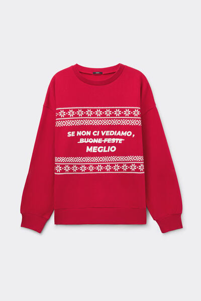 Felpa Girocollo con Fantasia Natalizia Unisex
