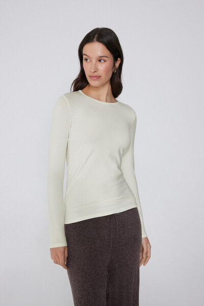 Rundhalsshirt aus Baumwolle und Thermo-Modal