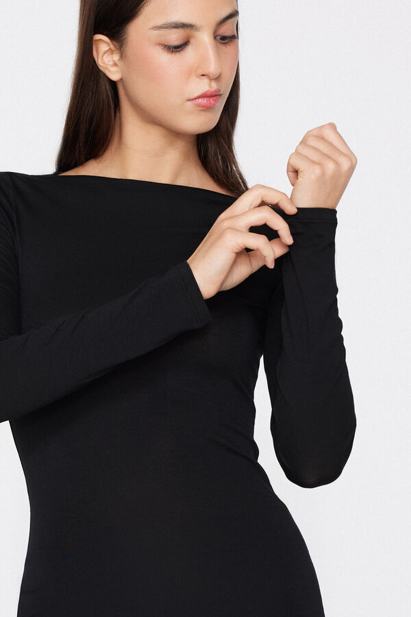 Maglia Maniche Lunghe Scollo Barchetta Viscosa  