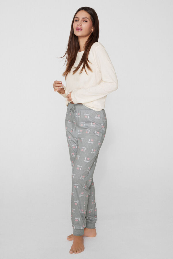Long Printed Cotton Drawstring Trousers  