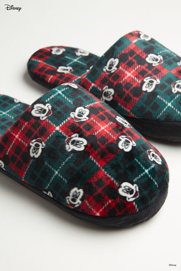 Mickey Mouse Print Fleece Slippers  