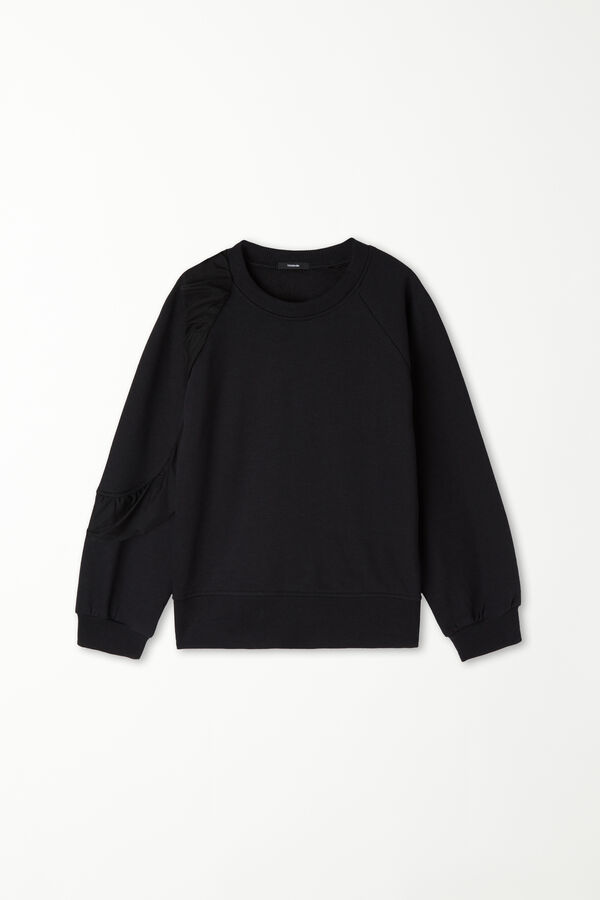Sweat Fille Manches Longues Volants Tulle  