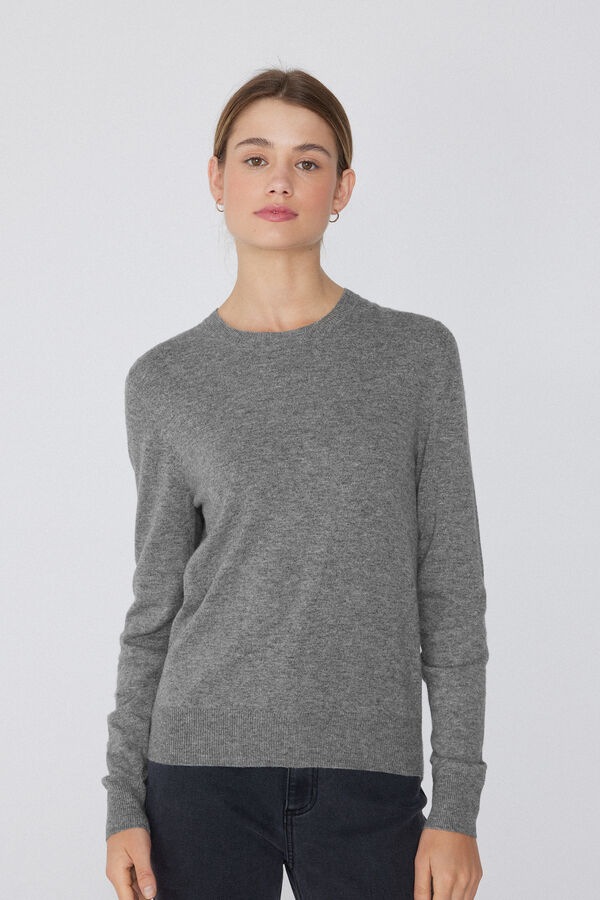 Long-Sleeved Heavy Wool Crew-Neck Sweater  