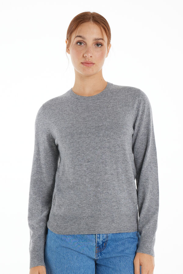Long-Sleeved Heavy Wool Crew-Neck Sweater  
