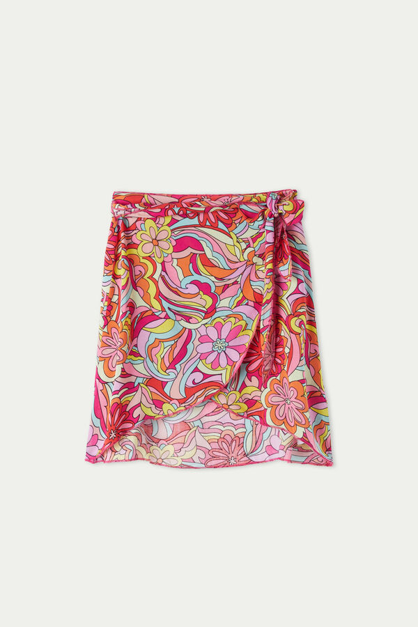 Short Canvas Sarong Skirt  