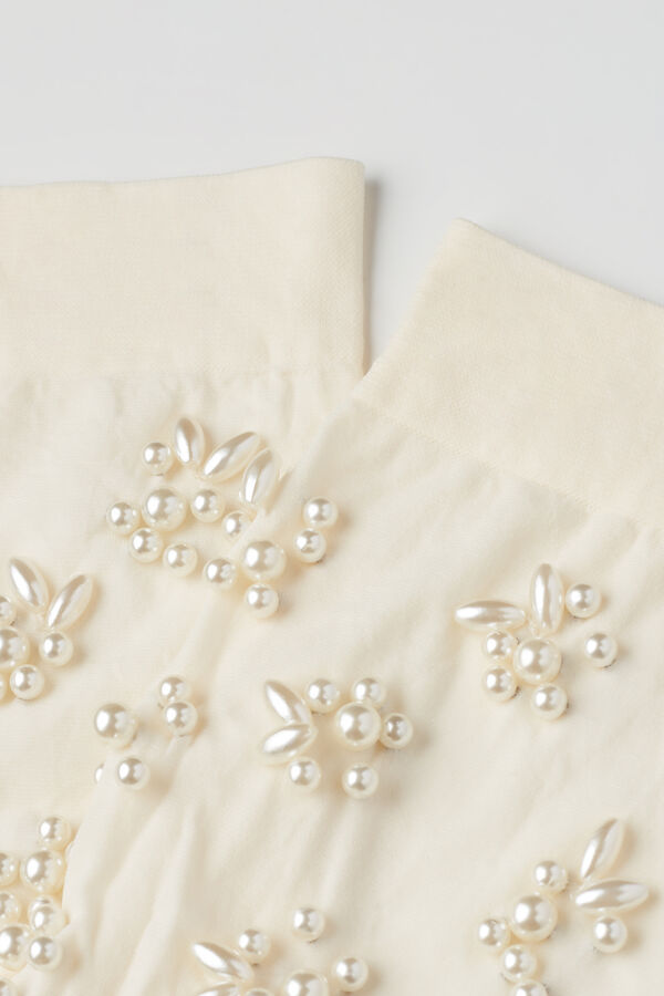 Microfiber Stockings with Pearl Appliqués  