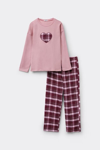 Pigiama Lungo in Cotone/Flanella Bimba Cuore