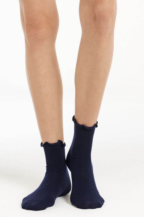 Krátké Žebrované Ponožky s Obloučkovým Lemem  