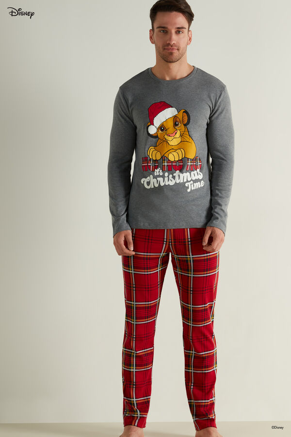 Langer Herrenpyjama aus Baumwolle mit Weihnachtsprint Disney Lion King  