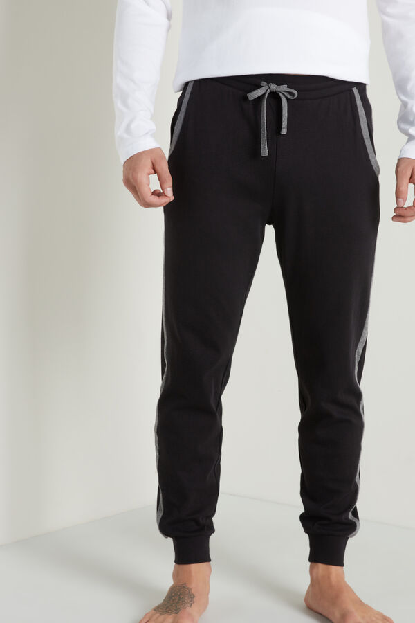 Long Heavy Cotton Trousers with Piping  