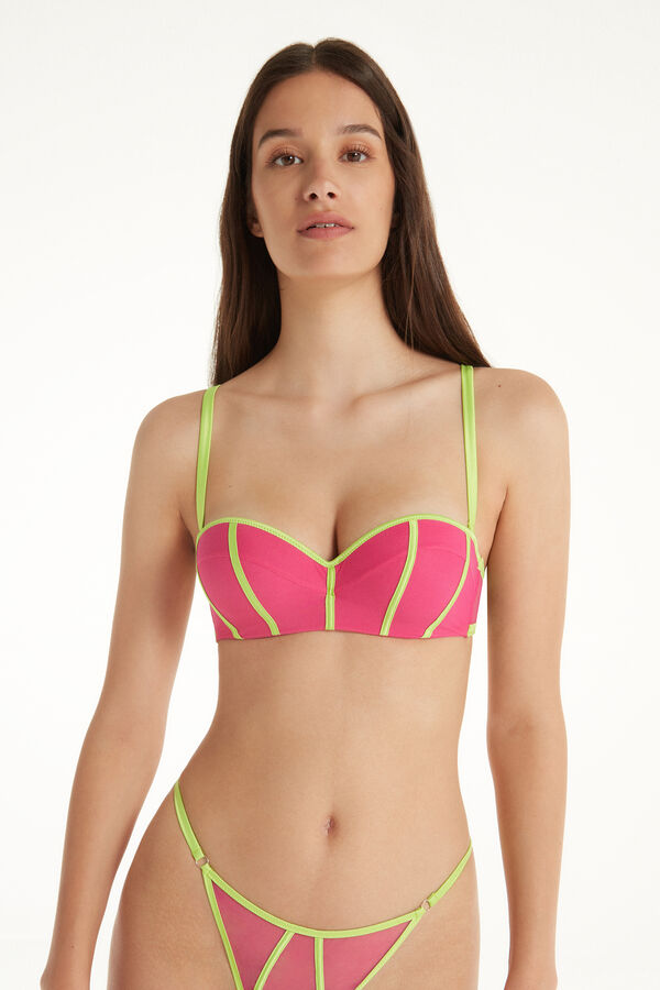 Gepolsterter Super Push-up Bandeau-BH Colorful Tulle  