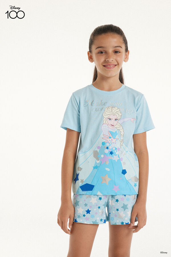 Pijama Curto em Algodão Estampado Disney Frozen Elsa  