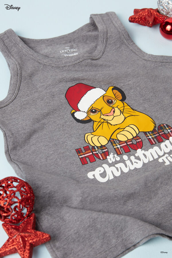 Kids’ Cotton Vest Top with Lion King Christmas Print  