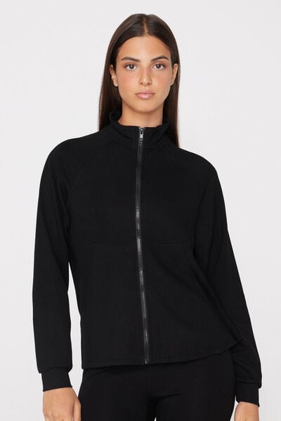 Sweatjacke Superior Softness mit Rei&szlig;verschluss und Rippung