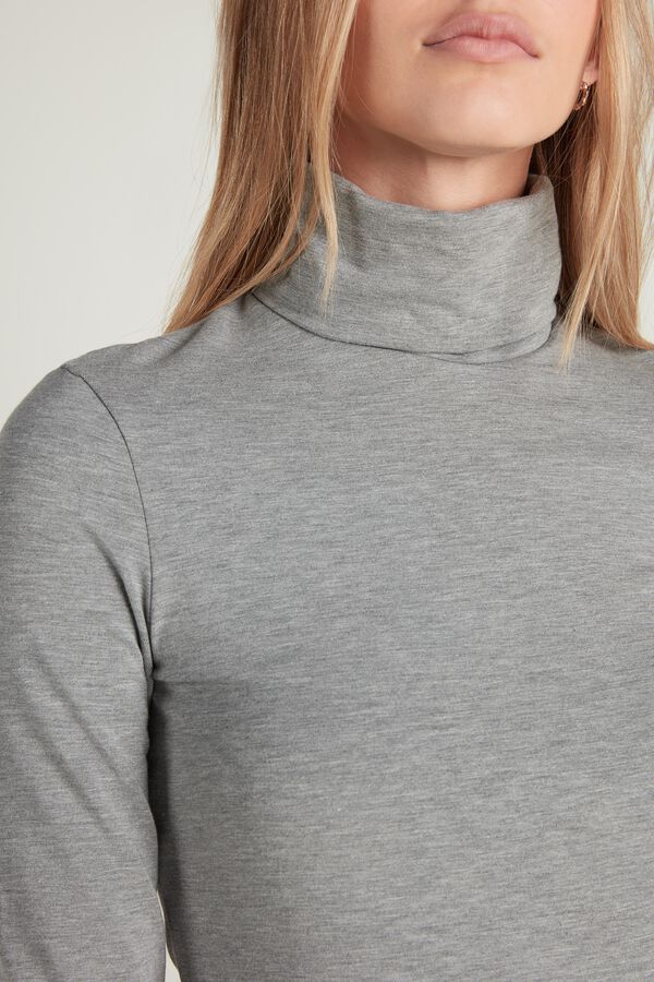 Cotton and Thermal Modal Polo Neck Top  