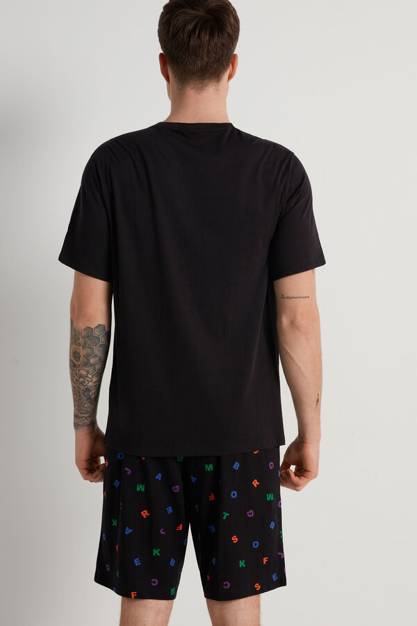 Kurzer Pyjama für Herren aus Baumwolle mit Buchstaben-Print  