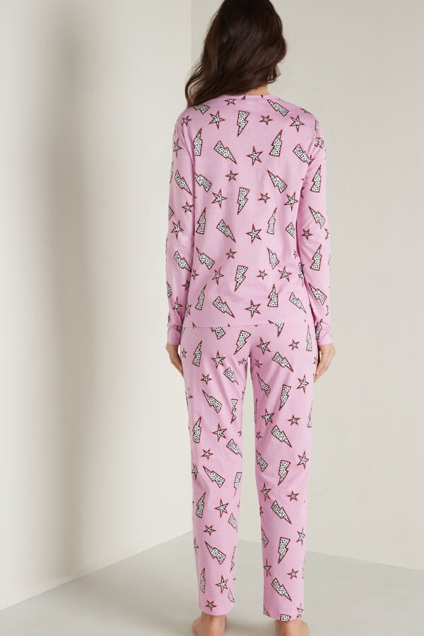 Pyjama Long in Coton Imprimé Foudres  
