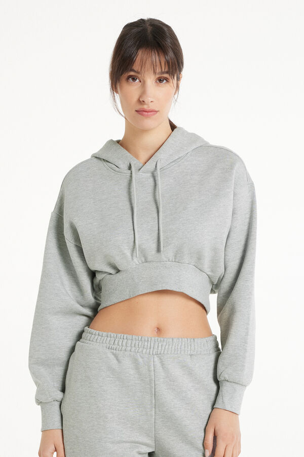 Short Thick Hoodie with Long Sleeves and Dropped Shoulders  