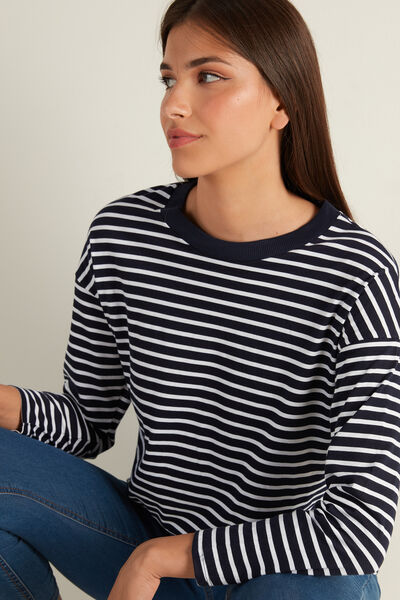 Long Sleeve Dropped Shoulder Cotton Top