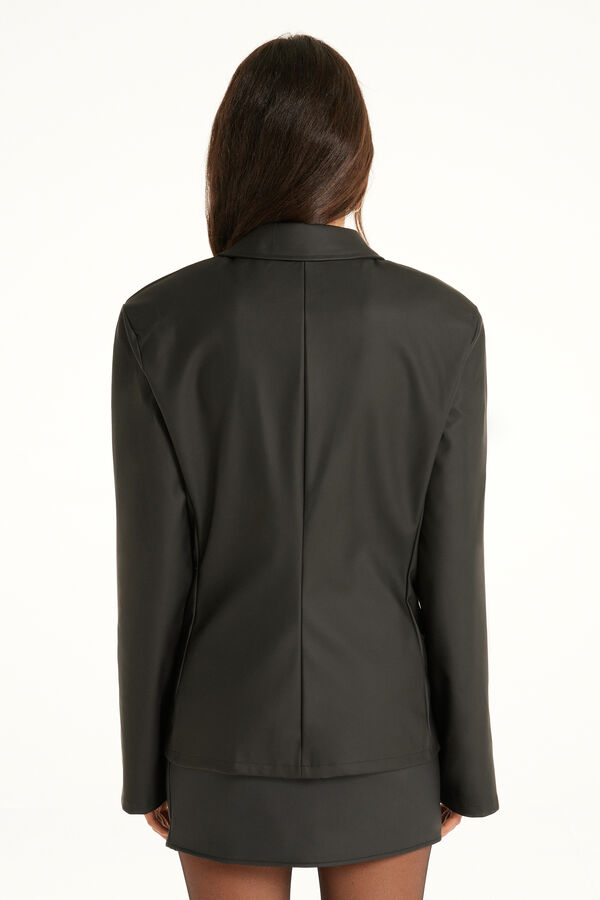 Opaque Coated-Effect Blazer Jacket  