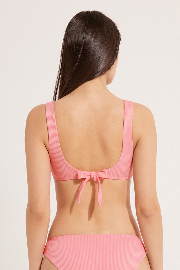 Recycled Ribbed Microfibre Bikini Bra Top with Removable Padding  