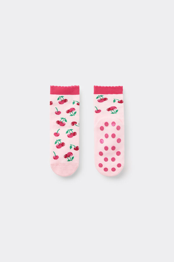 Girls’ Lightweight Patterned Non-Slip Cotton Socks  