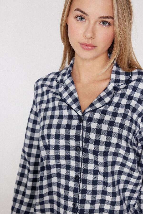 Pijama Lungă Deschisă din Flanelă Piping  