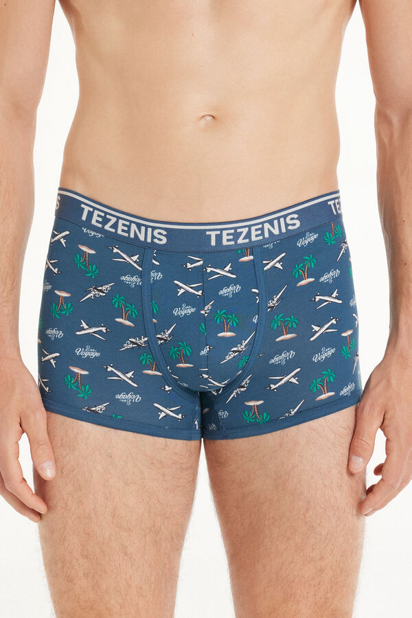 Printed Cotton Logo Boxers with Contrasting Trim  