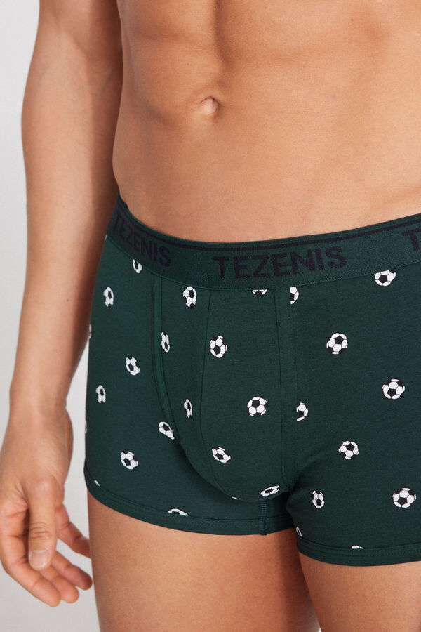 Printed Cotton Boxers with Contrasting Trim and Logo  