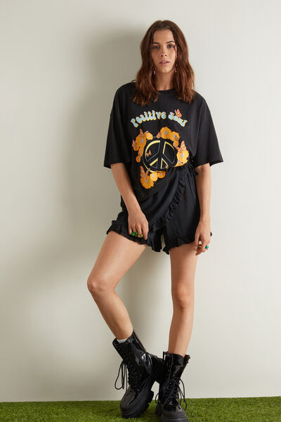 Oversized Printed Cotton T-Shirt