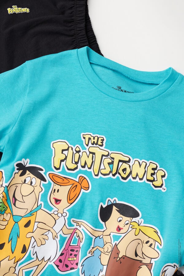 Detské Dlhé Bavlnené Pyžamo s Potlačou Flintstones  