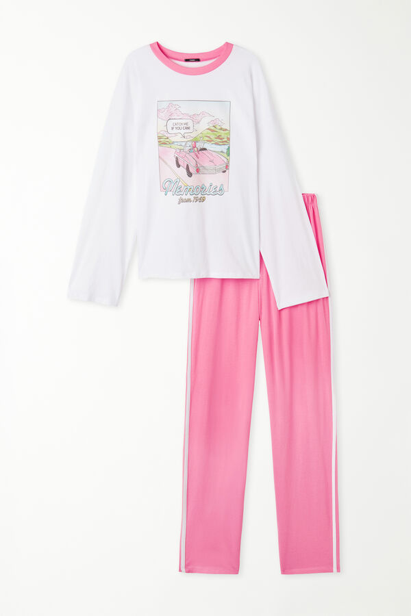 Langer Pyjama aus Baumwolle mit „Memories“-Print  
