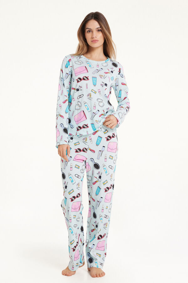 Pijama Lungă din Bumbac Imprimeu Beauty  