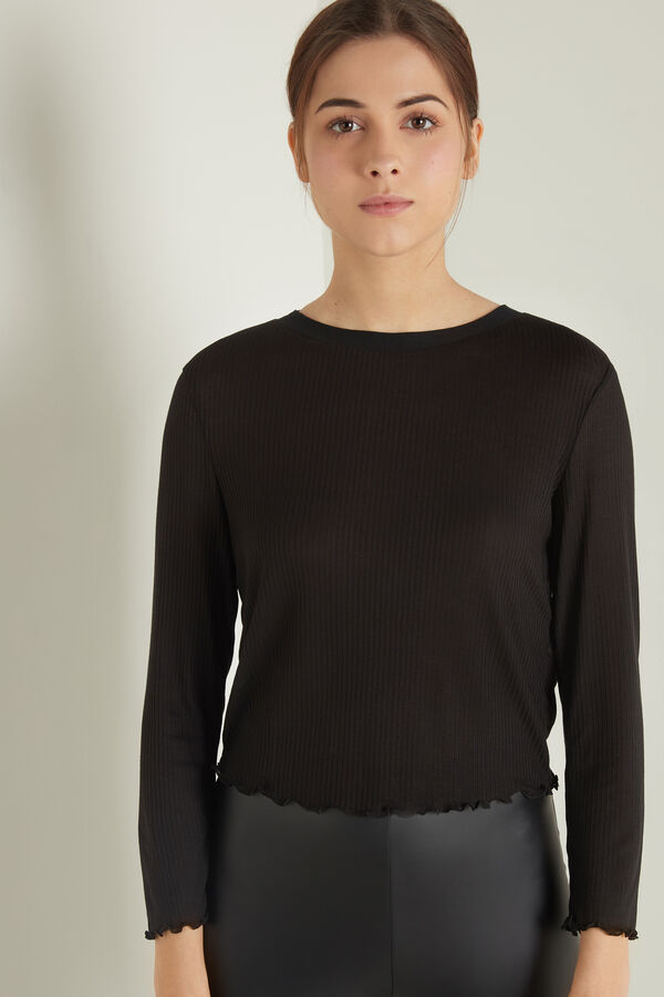 3/4 Length Sleeve Lightly Ribbed Top  