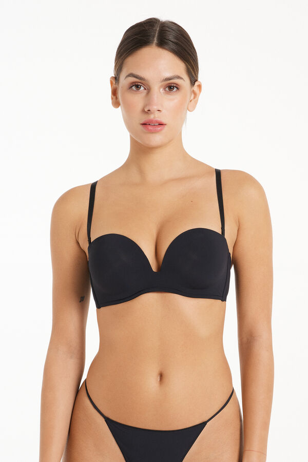 Recycled Microfiber Low-Neck Padded Bandeau Bra  