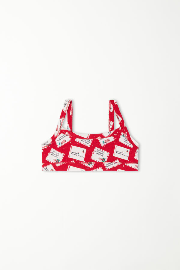 Girls' Cotton Bralette with Christmas Print  