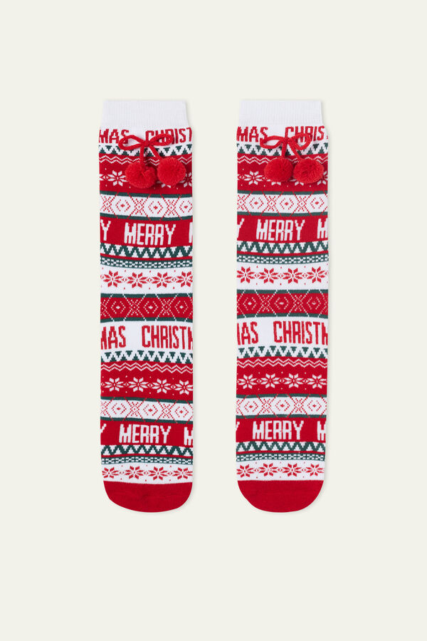 Herren-Kurzsocken mit Weihnachtsprint und Pompon  