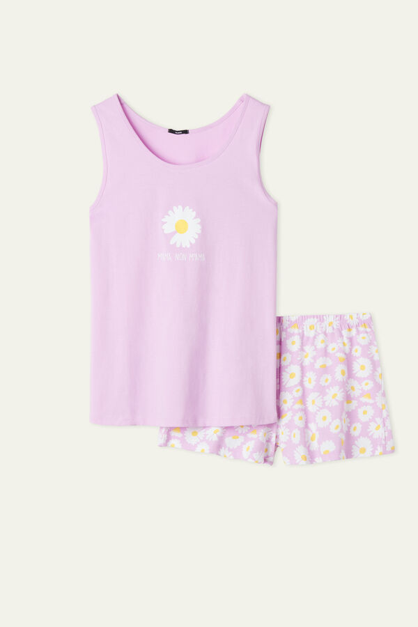 Short Cotton Pajamas with “Loves-Loves-Me-Not” print.  