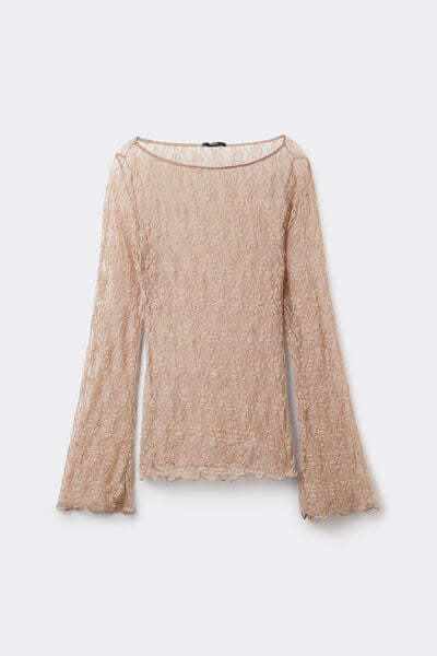 Wide Long-Sleeved Lace Top